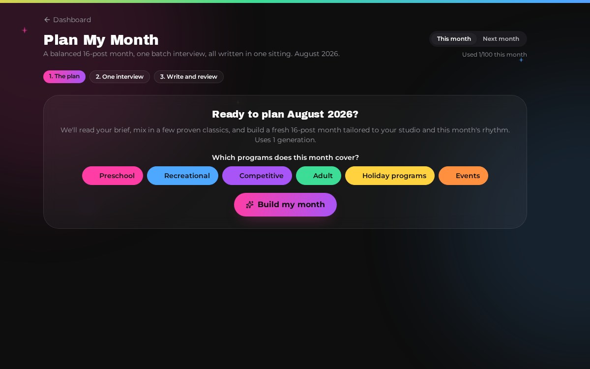 Plan your month